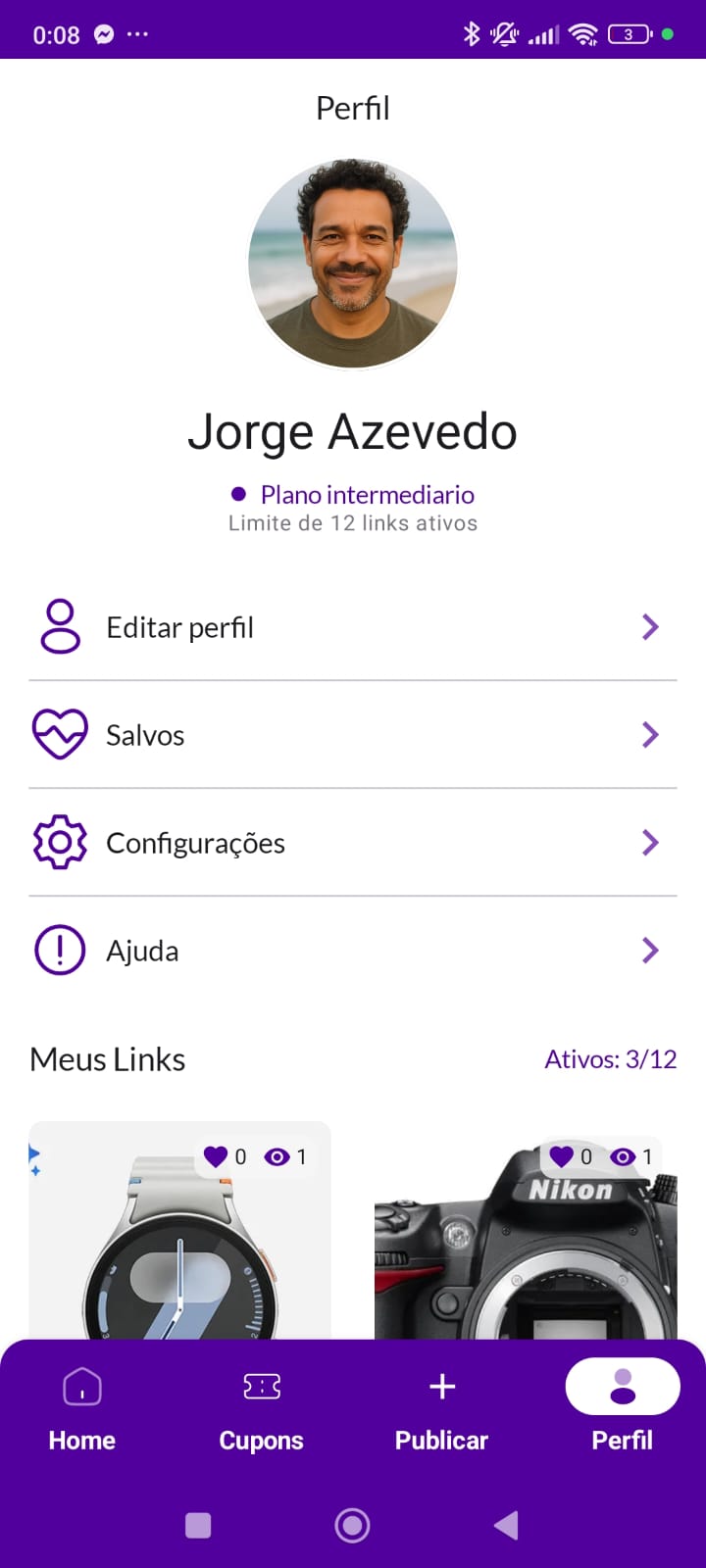 Perfil do usuário